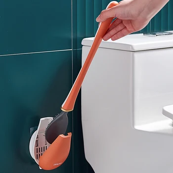 1-2ШТ Современная Щетка для чистки унитаза и набор держателей Силиконовая щетка для чистки с длинной ручкой, Быстросохнущие Непробиваемые Аксессуары для ванной комнаты