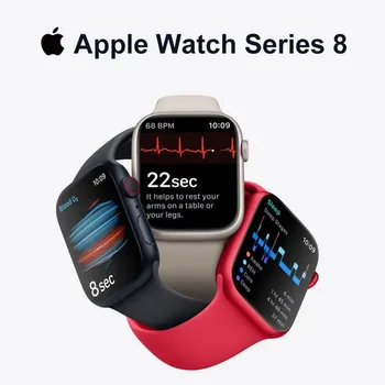 100% Оригинальные НОВЫЕ Apple Watch серии 8 2022 года в алюминиевом корпусе 41 мм/45 мм Apple Watch S8 со спортивным ремешком iOS SmartWatch (обновленные)