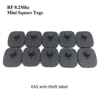 100 шт./лот RF ABS Защитная пряжка EAS Для одежды, защита от потери этикетки, Магнитная кнопка, Маленькая квадратная противоугонная застежка, жесткая бирка