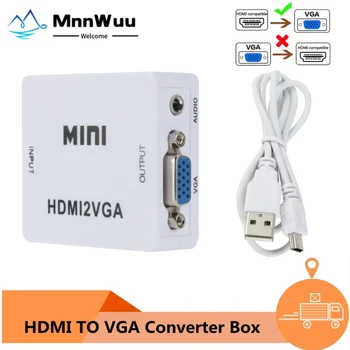 1080P Mini HDMI-совместимый адаптер VGA с Разъемом цифроаналогового преобразователя HDMI2VGA Со Звуком для ПК, ноутбука, HDTV-проектора