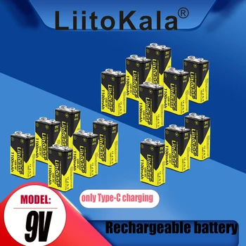 16ШТ LiitoKala 9V 1100mAh литий-ионная Аккумуляторная батарея USB-9V литиевая для мультиметра Микрофон Игрушка Пульт Дистанционного Управления KTV использование