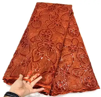 2023 3D Блестки Африканская Французская Сетка Кружевная Ткань Карамельного цвета высокое качество тюль сетка кружева Нигерийское свадебное платье кружева женщины