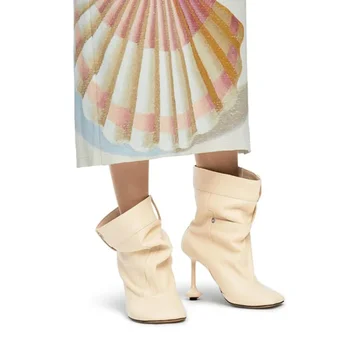 2023 Женские короткие сапоги европейского и американского бренда, женские ботинки Four Seasons, Сексуальные сапоги на нерегулярном высоком каблуке
