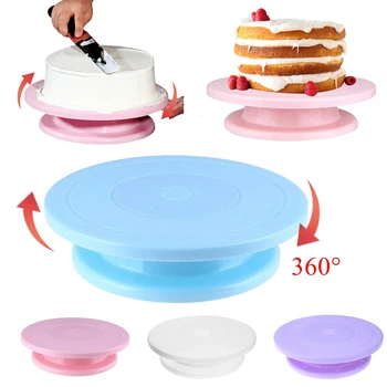 28-сантиметровый поворотный стол для выпечки кондитерских изделий, Пластиковый Вращающийся стол для торта, Противоскользящие Круглые Поворотные столы для торта, Подставка для украшения торта, Инструменты для выпечки