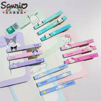 3шт Kawaii Sanrio Cinnamoroll Hello Kitty Kuromi Pochacco Аниме Мультфильм Милый Карамельный Цвет Одна Линия Клип Сломанная Заколка Для Волос