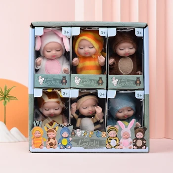 4-дюймовая реалистичная мини-кукла-Реборн, реалистичная кукла-младенец, милая одежда с животными, кролик, детские игрушки для детей, подарок на день рождения для девочек