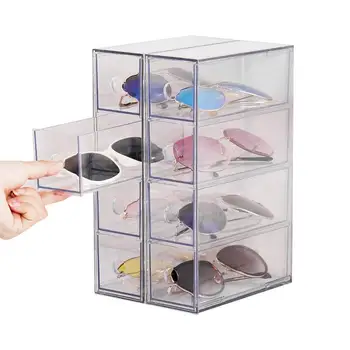 4-слой прозрачный ящик коробка для хранения прозрачные пылезащитные очки коробка для хранения косметики рабочий стол канцелярские принадлежности стеллаж для хранения