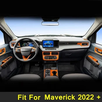 4шт Внутренняя ручка автомобиля, рамка для чаши, накладка для Ford Maverick 2022 2023, Внутренняя Дверная крышка, Декоративные Оранжевые Наклейки