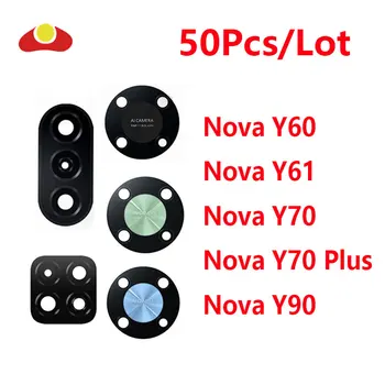 50 шт. Стеклянный объектив камеры заднего вида для Huawei Nova Y90 Y70 Plus Y60 Y61 с клейкой наклейкой Запасные части