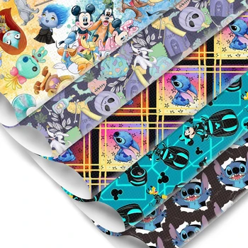 Disney Stitch Mickey Напечатал Обычный Лист Искусственной Синтетической Кожи Для Бантов, Подарочную Сумку, Декор Для вечеринки, Виниловые Поделки, 1Yc33034