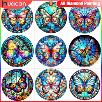 HUACAN Animal Diamond Painting Полный комплект Бабочка Полная квадратная круглая мозаика цветок 5D настенные росписи