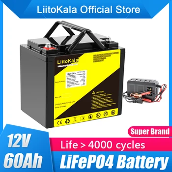 LiitoKala 12V 60Ah 50Ah LiFePO4 Аккумулятор Литий-Железофосфатный 12,8 V LiFePO4 Аккумуляторная Батарея для Детских Скутеров Лодочный Мотор