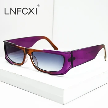 LNFCXI Модные прямоугольные Фиолетовые двухцветные женские солнцезащитные очки Ретро градиентных оттенков UV400 Мужские трендовые солнцезащитные очки