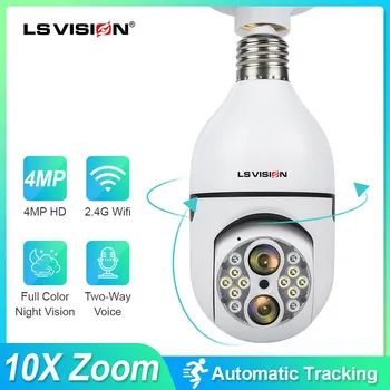 LS VISION 2K 4MP Лампа E27 Камера Безопасности Наружная Беспроводная WiFi IP-Камера Домашняя 360 ° Обнаружение Движения, Автоматическое Отслеживание Цвета Ночью