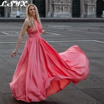 LSYX Элегантные красные платья для выпускного вечера с воротником-хомутом для женщин 2023, Сексуальные платья без рукавов, без спинки, Трапециевидные складки, Стреловидный шлейф, Простое вечернее платье