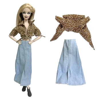 NK 1 комплект модной одежды для куклы 1/6, рубашка в сетку, повседневное джинсовое платье, юбка для повседневной носки, одежда для куклы Барби, аксессуары