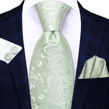 Sage Green Paisley 2022 Новые Модные Брендовые галстуки для мужчин, набор галстуков для свадебной вечеринки, Ручные запонки, подарок оптом Hi-Tie