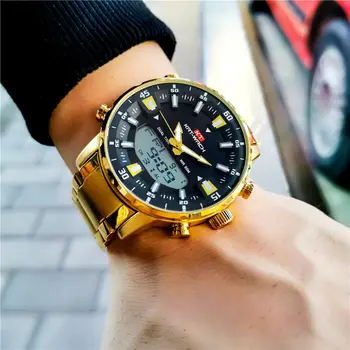 Sdotter 2023 Золотые наручные часы Мужские, лучший бренд, Водонепроницаемые Спортивные Цифровые часы, военные кварцевые часы из светодиодной стали для мужчин, наручные часы
