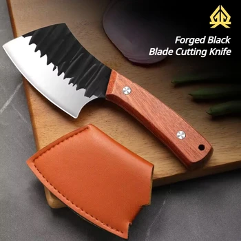 XTL кованый нож для резки с черным лезвием, наружный острый нож для нарезки из нержавеющей стали, бытовой мини-кухонный нож