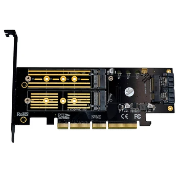 Адаптер 3 в 1 NGFF PCIE M.2 NVME M.2 SATA SSD для PCI E 4X Riser Card SATA 3.0