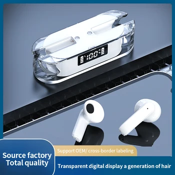 Беспроводные наушники T05 TWS Bluetooth-гарнитура с прозрачным цифровым дисплеем, спортивная конфигурация, наушники-вкладыши, двусторонняя стереосистема