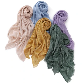 Весна-осень, Новый однотонный серебристый шелковый шарф из полиэстера с запахом, женский длинный шарф, Короткая повязка на голову, шаль с бисером