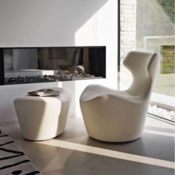 Вращающийся стул с высокой спинкой, простой современный стул для отдыха из стекловолокна, дизайнерский скандинавский одноместный стул