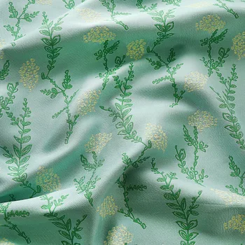 Высококачественная пряжа, окрашенная в жаккардовый цвет tela Green, маленький свежий рельефный одуванчик, швейная одежда, багаж, модная ткань, ткань для платья