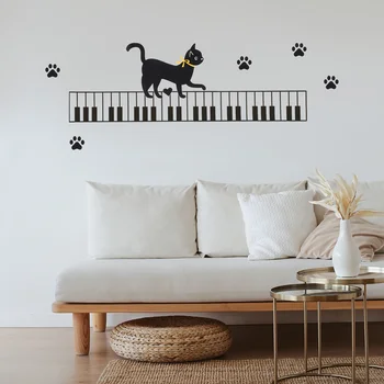 Декор стен музыкальной комнаты, наклейка для спальни, наклейки для заметок, наклейки для кошек, ноты, музыкальные украшения