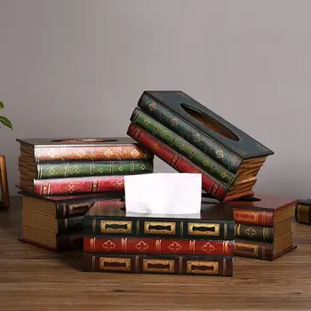 Декор стола, винтажный футляр для салфеток в форме книги, коробка-контейнер, коробка для салфеток для дома, автомобиля, чехол для хранения изогнутых узоров, держатель для бумаги
