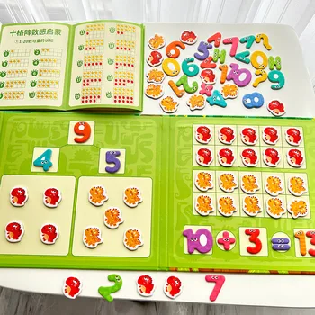 Деревянная Математическая игра Монтессори Магнитные наклейки Цифровая декомпозиция Арифметическая головоломка для детей раннего возраста Образовательная игрушка