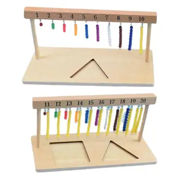Деревянные счетные бусины Прочная вешалка из бисера для счета 1-20, простая в использовании цветная игрушка для обучения математике из бисера для детей