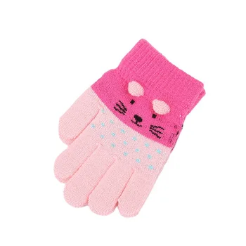 Детские варежки с кошками, Вязаные Детские Перчатки для мальчиков и девочек, зимние Милые Мультяшные животные, Теплые перчатки 3-7 лет