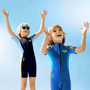 Детский неопреновый водолазный костюм, защищающий от холода Купальник для подводного плавания и серфинга с защитой от царапин UPF 50, уличные гидрокостюмы с коротким рукавом