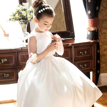 Детское свадебное платье для девочек, упрощенное Корейское издание, пышное длинное платье для дня рождения Palace Performance,