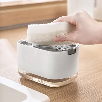 Дозатор мыла для посуды 2в1, дозатор насоса для жидкого мыла, контейнер для мыла с держателем губки для кухни, аксессуары для мытья ванной комнаты