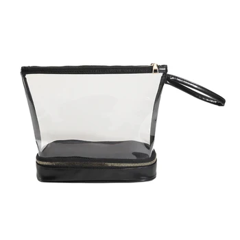 Женская двухслойная косметичка, портативная прозрачная сумка для хранения из ПВХ, многофункциональный модный органайзер для туалетных принадлежностей