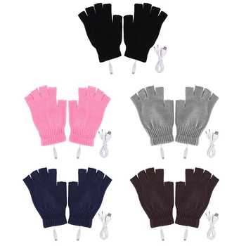 Женские мужские перчатки с электрическим подогревом, зимние теплые перчатки с USB-подогревом, без пальцев, перезаряжаемые для занятий спортом, катания на лыжах, бега, езды на велосипеде