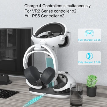 Зарядное Устройство для контроллера Профессиональная подставка для зарядки контроллера Светодиодный Световой индикатор Для хранения Шлем Наушники Кронштейн для PS5 PS VR2