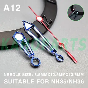 Зеленый светильник с темно-синей отделкой, полые стрелки 13,5 мм для часов Miyota NH35/NH36/NH38