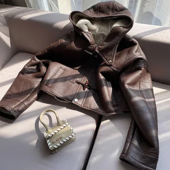 Зимняя модная короткая куртка с капюшоном из искусственной кожи и флиса для девочек 2023 года, детское пальто, верхняя одежда