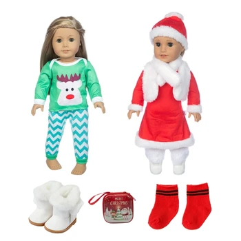 Игровой набор одежды для кукол 18 дюймов, детские куклы для ролевых игр, рождественский костюм Санта Клауса со шляпой, праздничные принадлежности для девочек