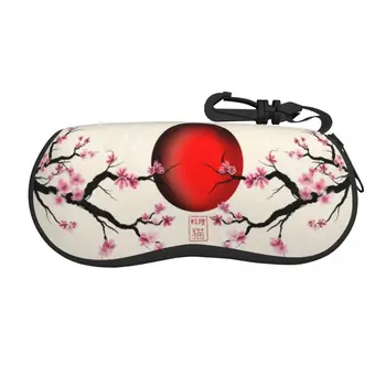 Изготовленная на заказ Японская Сакура в цвету Сакуры с красным футляром для очков от Восходящего Солнца Переносная футляр для очков в виде цветочной раковины Коробка для солнцезащитных очков
