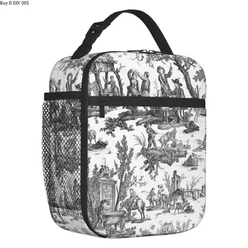 Изолированная сумка для ланча для кемпинга и путешествий с французскими мотивами и цветочным принтом, сменный кулер, Термальный ланч-бокс для женщин и детей
