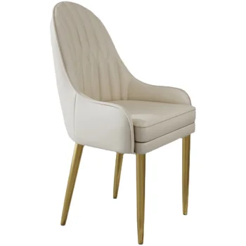 Кожаные обеденные стулья из белого золота, дизайнерское кресло для спальни, металлические обеденные стулья, напольные скандинавские шезлонги, Столовые наборы