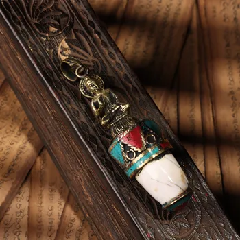 Коллекция культурных реликвий, чистая медь, Будда, Тибетское ремесло, инкрустированная подвеска Тридакна
