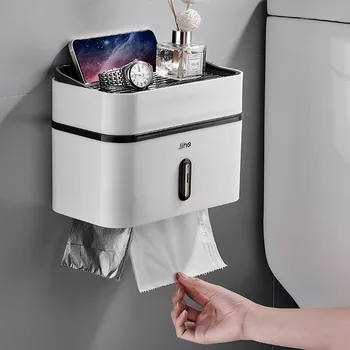 Коробка для туалетных салфеток без перфорации, Настенный Водонепроницаемый Рулон бумаги, Стойка для хранения коробки для туалетной бумаги, Держатель для бумажных полотенец