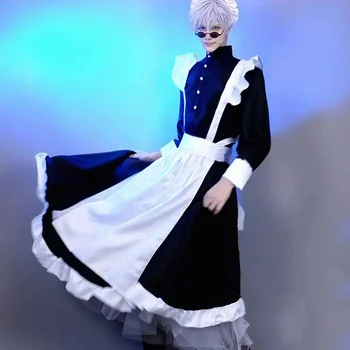 Костюм служанки, длинная юбка, платье-фартук, платье в стиле Лолиты, мужской кофейный костюм унисекс, ролевой аниме-костюм, дзюдзюцу Кайсен