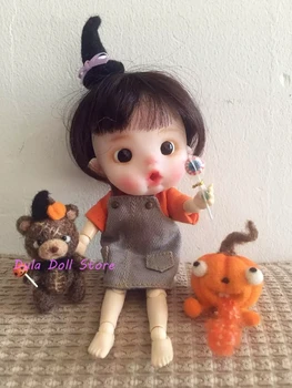 Кукла Дула ручной работы из шерстяного фетра, Хэллоуин, медведь, тыква, обнимающая куклу для Blythe Qbaby ob11 gsc Azone Licca ICY JerryB 1/6 Bjd Кукла