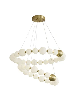 Латунный круглый шаровой светильник, украшение дома, Люстры, Подвесной светильник для гостиной, лампа в форме цепочки из белого жемчуга, декор для спальни